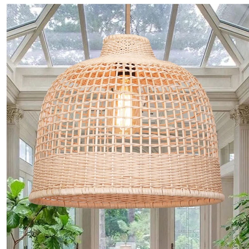 NIB Rattan Hand Woven Pendant Lights, Hand-Woven Large Wicker Chandelier Boho